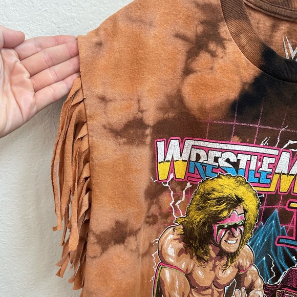 Wrestlemania VI Custom Acid Wash Fringe Muscle Tee - Picture 3 of 5
